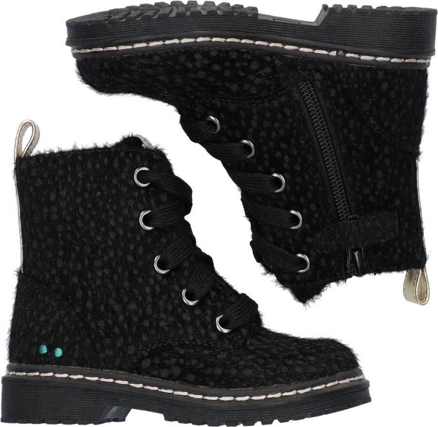 BunniesJR Bunnies JR 221932-789 Meisjes Biker Boots Zwart Imitatieleer Veters - Foto 2