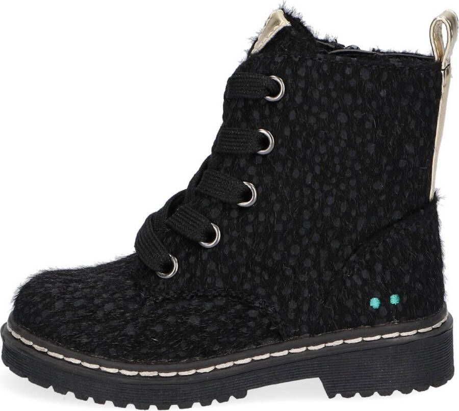 BunniesJR Bunnies JR 221932-789 Meisjes Biker Boots Zwart Imitatieleer Veters - Foto 4
