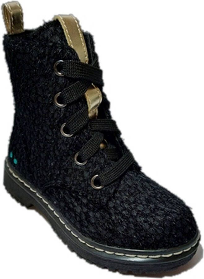 BunniesJR Bunnies JR 221932-789 Meisjes Biker Boots Zwart Imitatieleer Veters - Foto 7