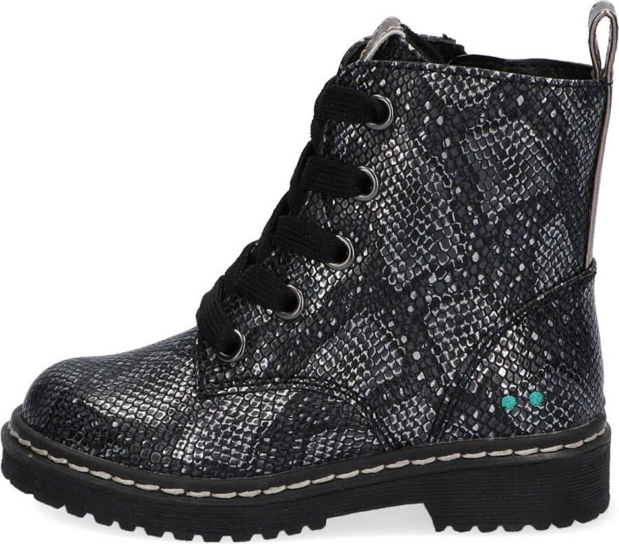 BunniesJR Bunnies JR 221932-792 Meisjes Biker Boots Zilver Print Imitatieleer Veters - Foto 2