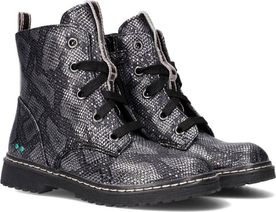 BunniesJR Bunnies JR 221932-792 Meisjes Biker Boots Zilver Print Imitatieleer Veters - Foto 6