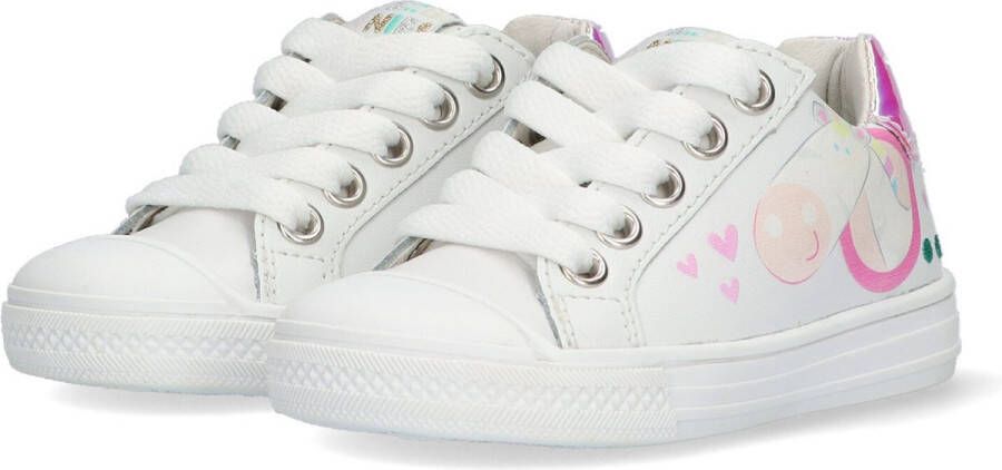 Bunnies JR 222230-598 Meisjes Lage Sneakers Wit Print Leer Veters