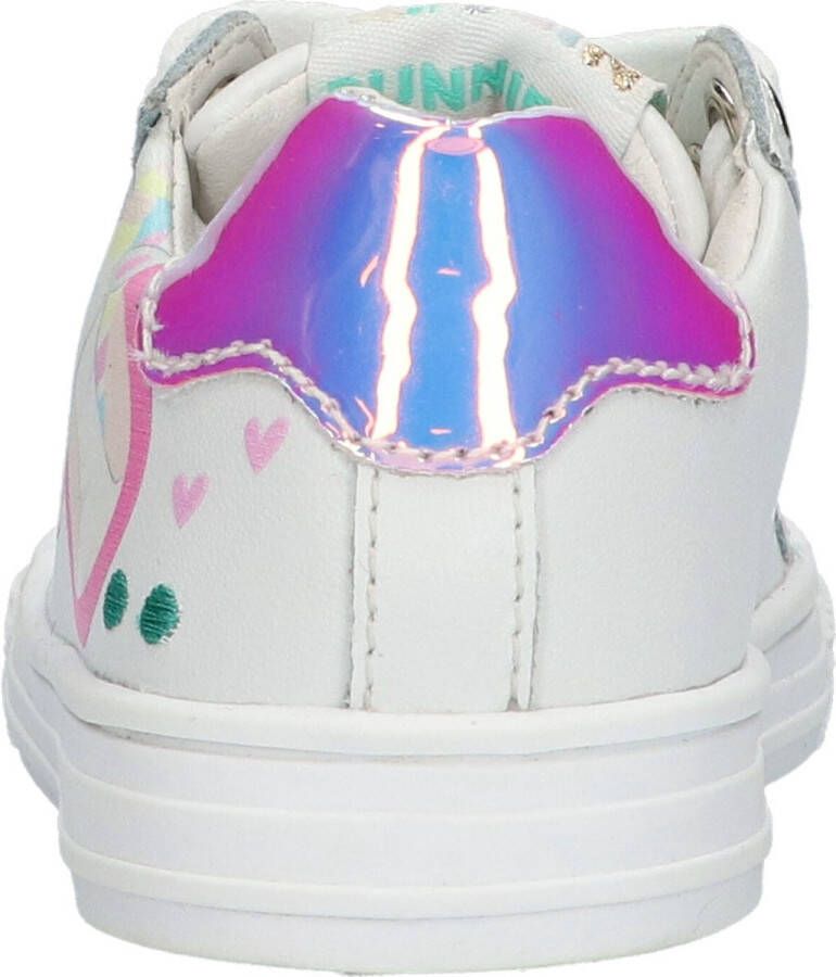 Bunnies JR 222230-598 Meisjes Lage Sneakers Wit Print Leer Veters