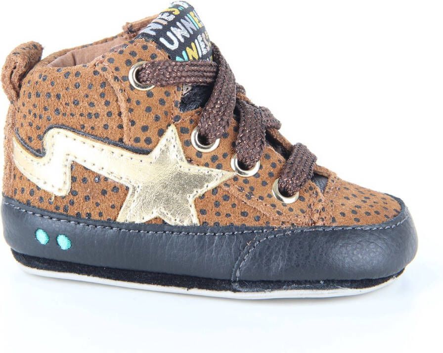 Bunnies JR 222525-589 Meisjes Babysneakertjes Bruin Suède Veters