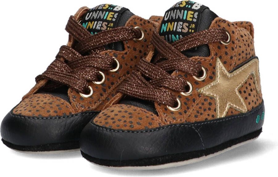 Bunnies JR 222525-589 Meisjes Babysneakertjes Bruin Suède Veters