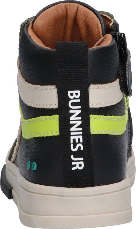 BunniesJR Bunnies JR 222832-589 Jongens Hoge Sneakers Zwart Groen Leer Veters