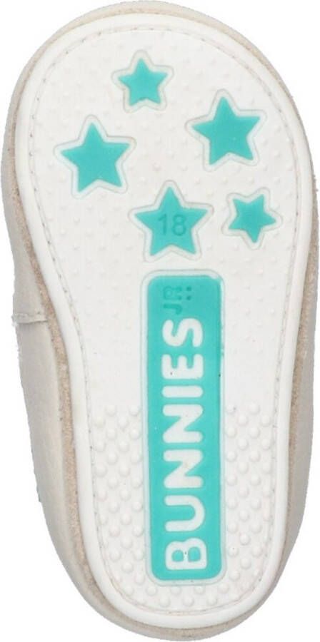 Bunnies JR 223126-564 Jongens Babysneakertjes Groen Wit Beige Oranje Leer Veters