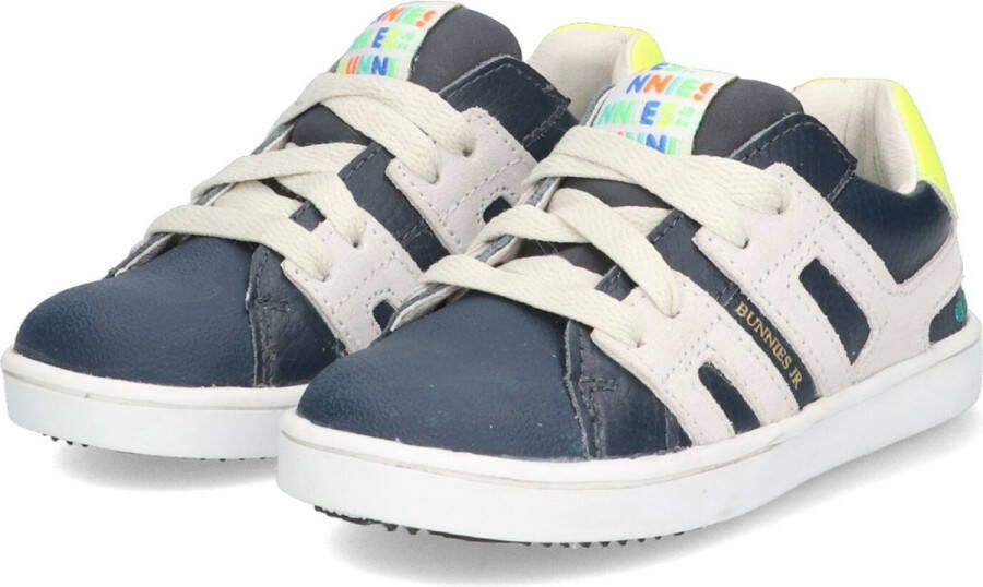 BunniesJR Bunnies JR 223322-529 Jongens Lage Sneakers Blauw Beige Leer Veters