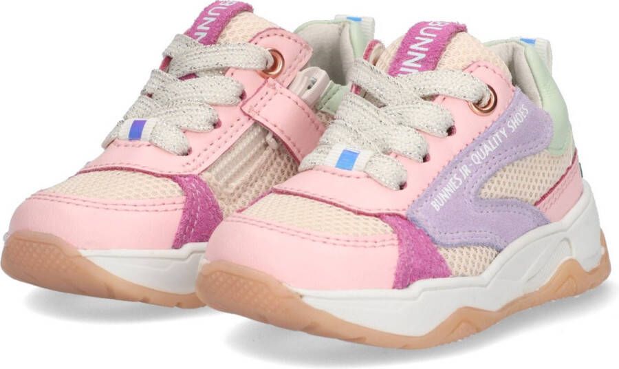 Bunnies JR 223374-570 Meisjes Lage Sneakers Roze Multi Leer Veters