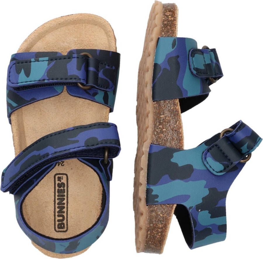 BunniesJR Bunnies JR Bas Beach Jongens Sandalen Blauw Print Imitatieleer Klittenband