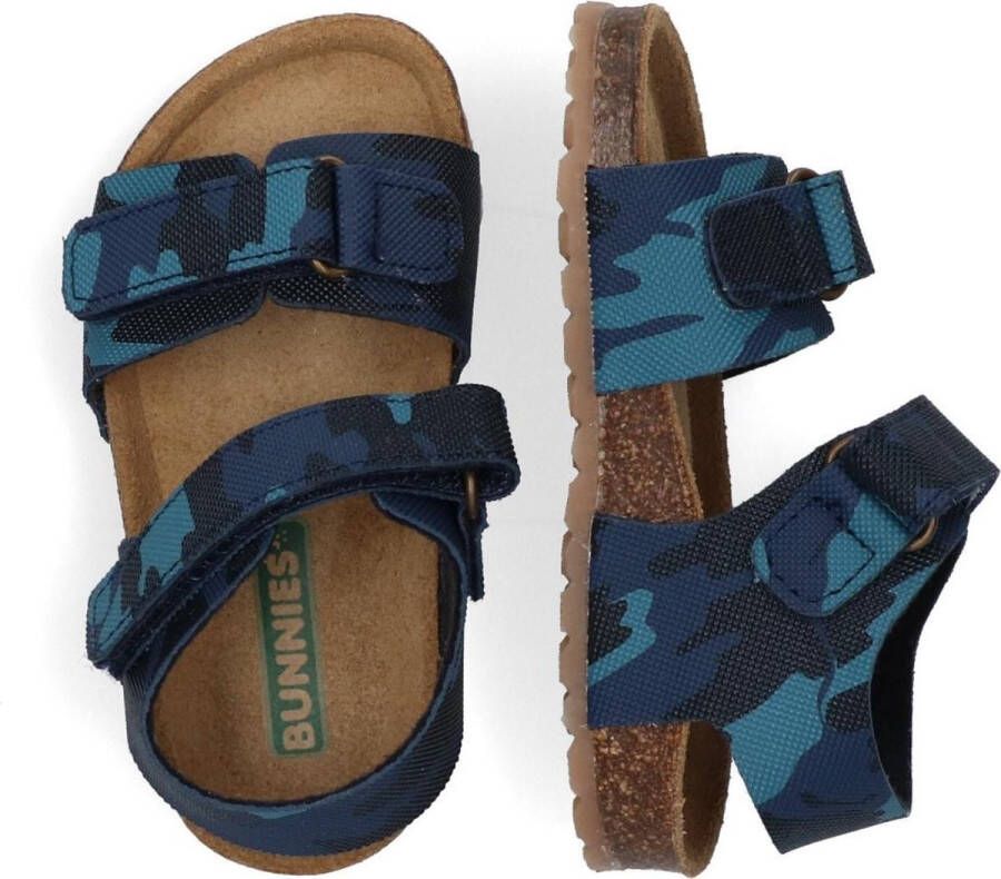 BunniesJR Bunnies JR Bas Beach Jongens Sandalen Blauw Print Leer Klittenband