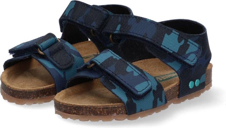 BunniesJR Bunnies JR Bas Beach Jongens Sandalen Blauw Print Leer Klittenband