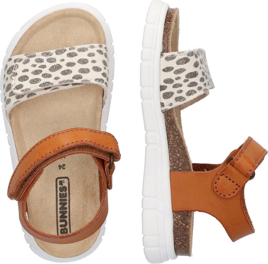 BunniesJR Bunnies JR Bregje Beach Meisjes Sandalen Bruin Beige Print Imitatieleer Klittenband