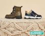 BunniesJR Bunnies JR Charlie Chunky Meisjes Lage Sneakers Blauw Goud Suède Veters - Thumbnail 8