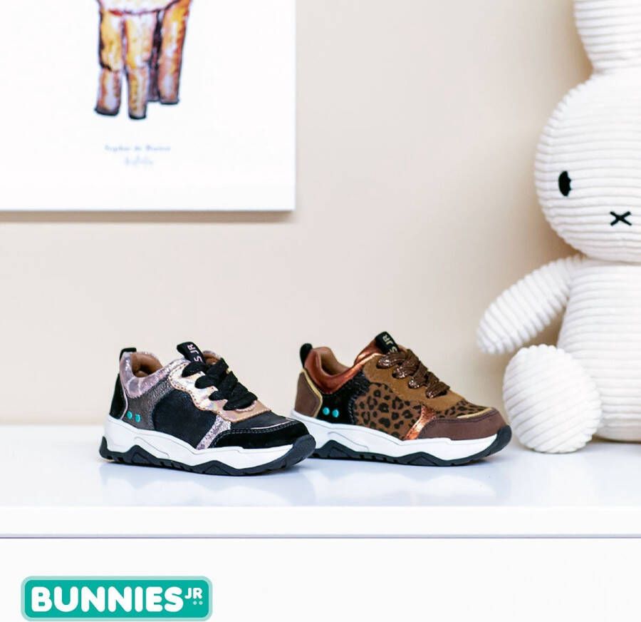 Bunnies JR Charlie Chunky Meisjes Lage Sneakers Bruin Print Suède Veters