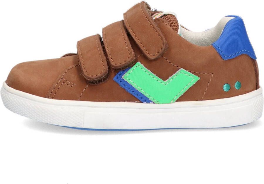 BunniesJR Bunnies JR Laurens Louw Jongens Lage Sneakers Bruin Leer Klittenband