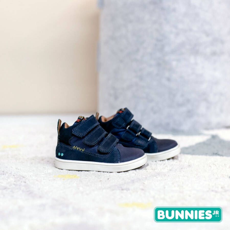 BunniesJR Bunnies JR Patrick Pit Jongens Hoge Sneakers Blauw Leer Klittenband