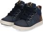 BunniesJR Bunnies JR Pol Pit Jongens Hoge Sneakers Blauw Leer Veters - Thumbnail 11