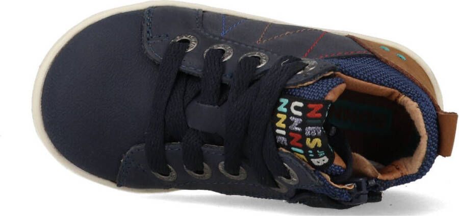 BunniesJR Bunnies JR Pol Pit Jongens Hoge Sneakers Blauw Leer Veters