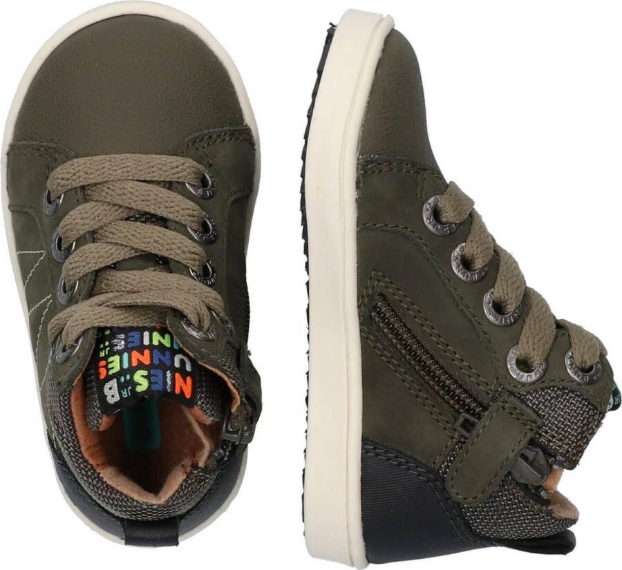 BunniesJR Bunnies JR Pol Pit Hoge Sneakers Groen Leer Veters - Foto 9