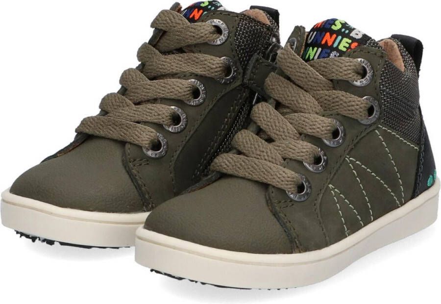BunniesJR Bunnies JR Pol Pit Hoge Sneakers Groen Leer Veters - Foto 5
