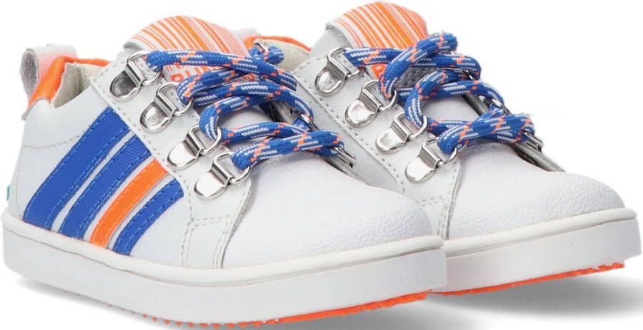 Bunnies JR Puk Pit Jongens Lage Sneakers Wit Leer Veters