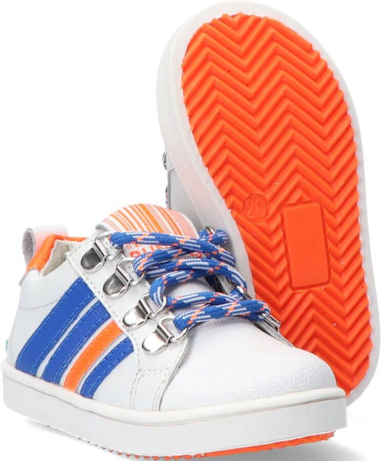 Bunnies JR Puk Pit Jongens Lage Sneakers Wit Leer Veters