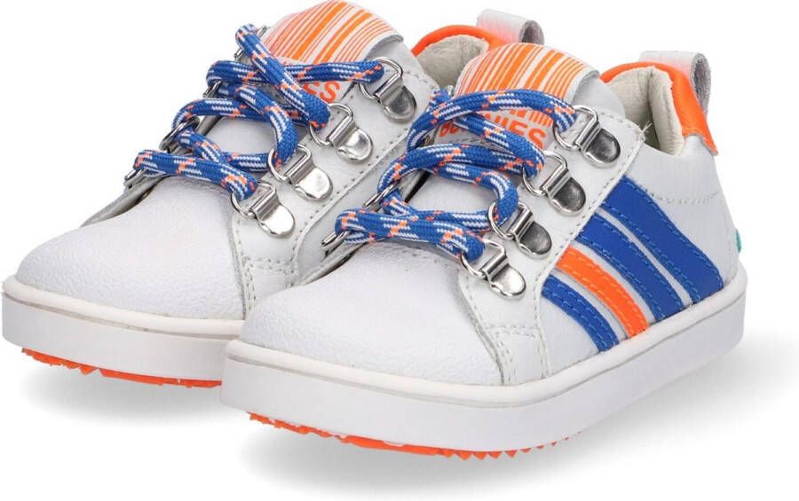Bunnies JR Puk Pit Jongens Lage Sneakers Wit Leer Veters