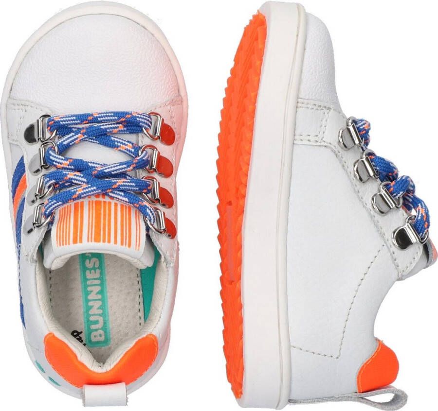 Bunnies JR Puk Pit Jongens Lage Sneakers Wit Leer Veters