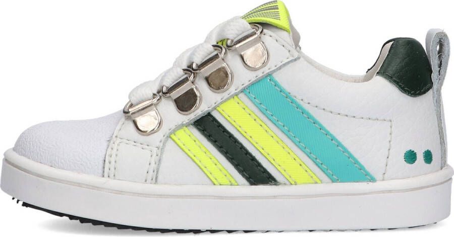 BunniesJR Bunnies JR Puk Pit Jongens Lage Sneakers Wit Leer Veters
