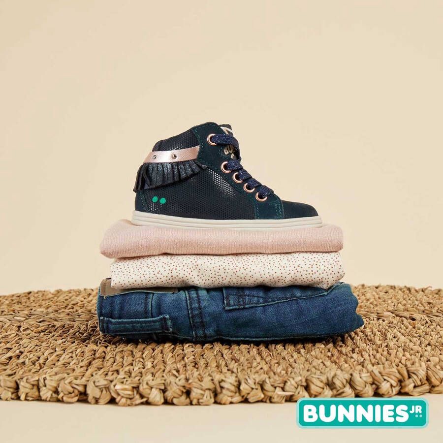 BunniesJR Bunnies JR Sari Stoer Meisjes Hoge Sneakers Blauw Nubuck Veters