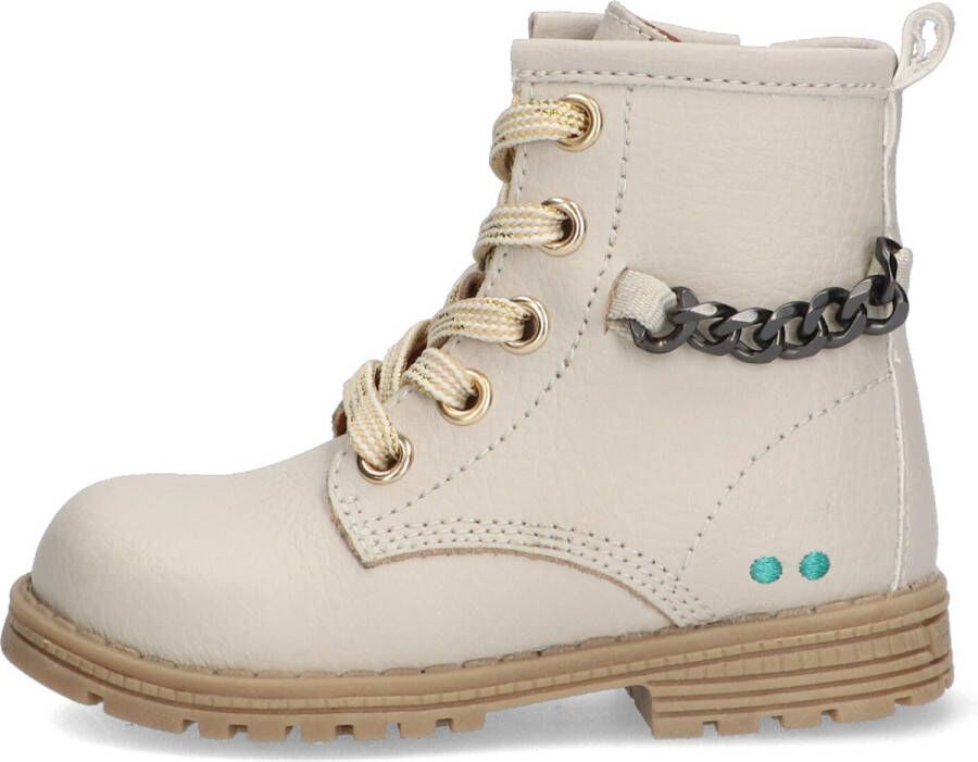 BunniesJR Bunnies JR Thijs Trots Meisjes Biker Boots Beige Leer Veters