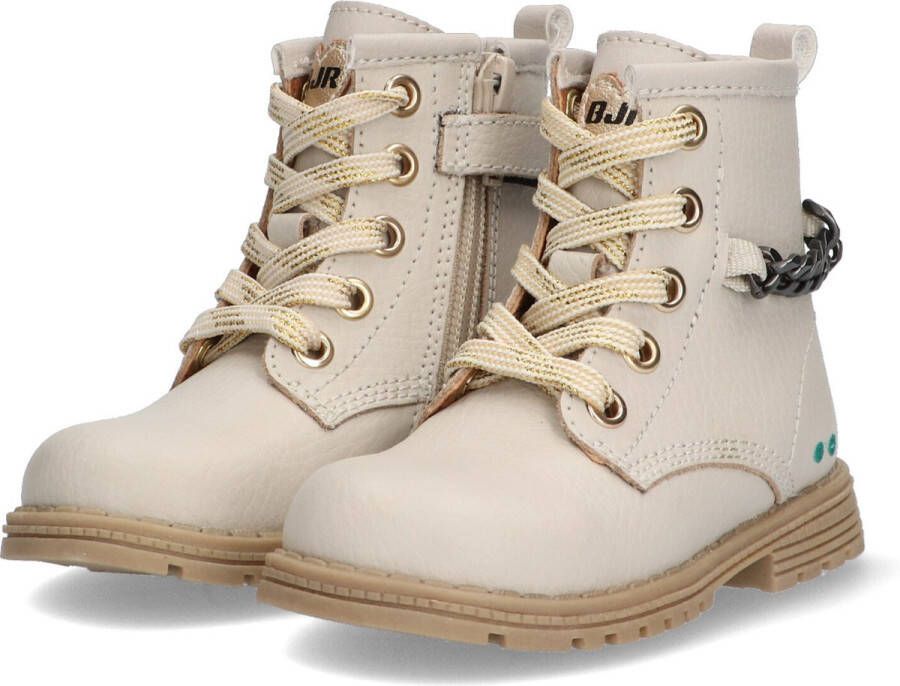 BunniesJR Bunnies JR Thijs Trots Meisjes Biker Boots Beige Leer Veters