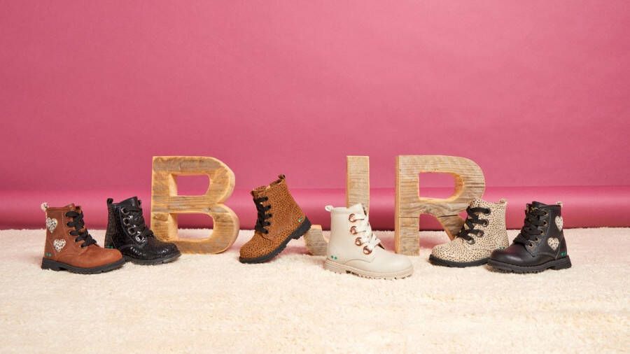 BunniesJR Bunnies JR Thijs Trots Meisjes Biker Boots Bruin Leer Veters