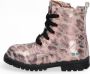 BunniesJR Bunnies JR Thijs Trots Meisjes Biker Boots Roze Print Leer Veters - Thumbnail 6
