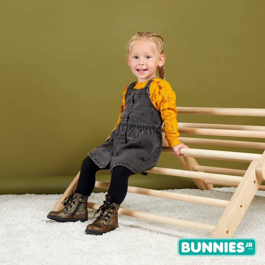 BunniesJR Bunnies JR Tosca Trots Meisjes Combat Boots Goud Leer Veters