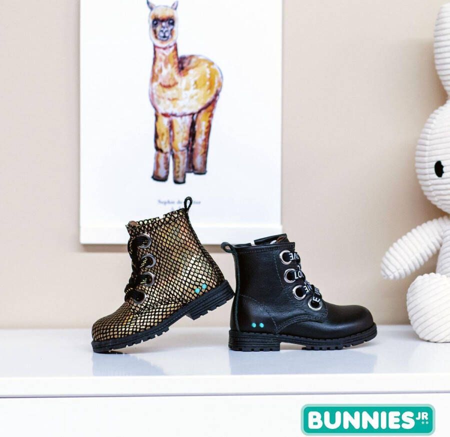 BunniesJR Bunnies JR Tosca Trots Meisjes Combat Boots Goud Leer Veters