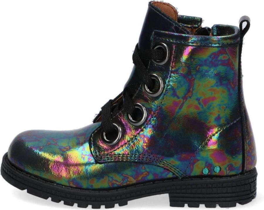 BunniesJR Bunnies JR Tosca Trots Meisjes Combat Boots Multi Zwart Leer Veters