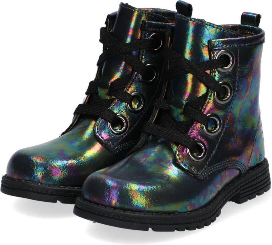 BunniesJR Bunnies JR Tosca Trots Meisjes Combat Boots Multi Zwart Leer Veters