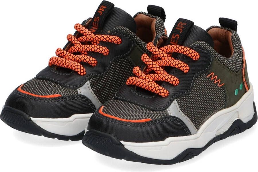 BunniesJR Bunnies JR Charlie Chunky Jongens Lage Sneakers Grijs Oranje Nubuck Veters - Foto 5