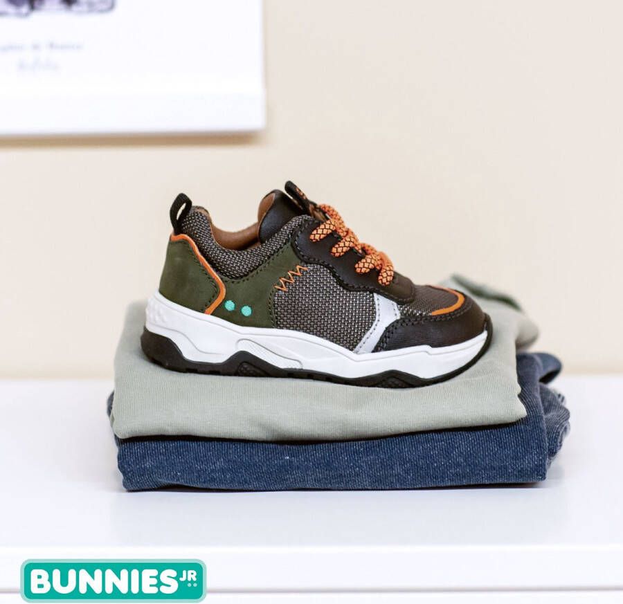 BunniesJR Bunnies JR Charlie Chunky Jongens Lage Sneakers Grijs Oranje Nubuck Veters - Foto 7