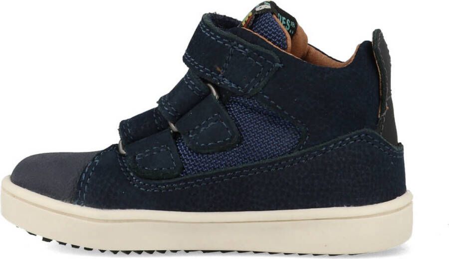 BunniesJR Patrick Pit Jongens Hoge Sneakers Blauw Leer Klittenband