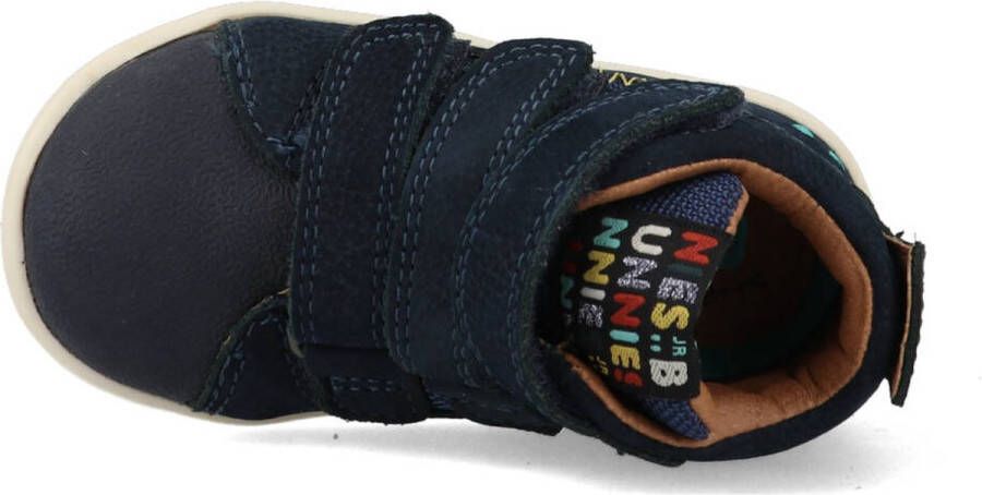 BunniesJR Patrick Pit Jongens Hoge Sneakers Blauw Leer Klittenband