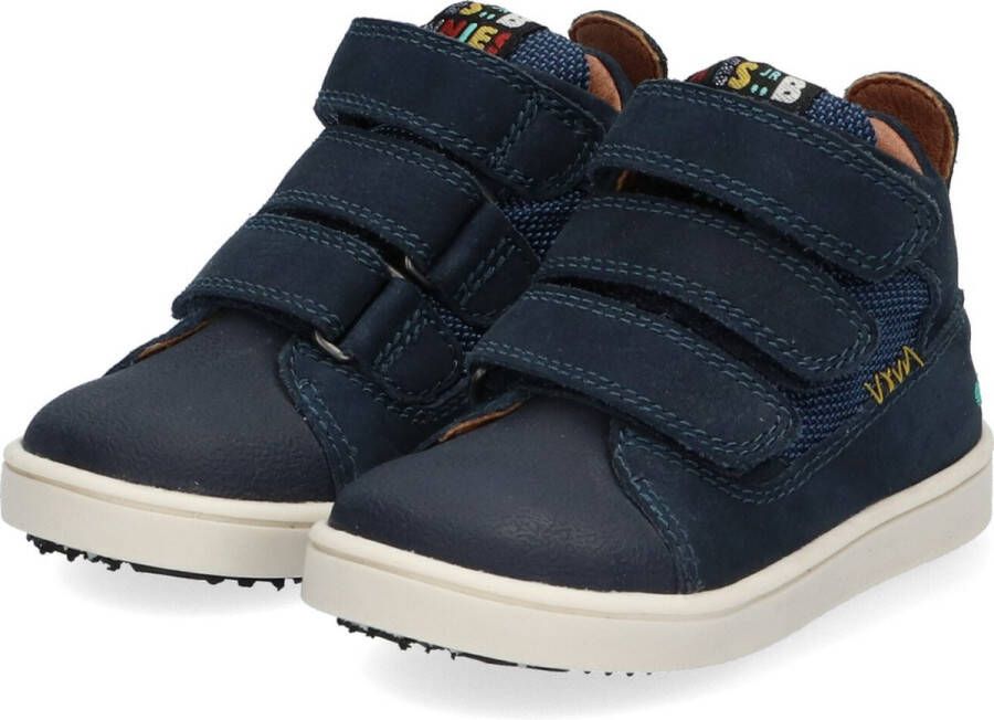BunniesJR Patrick Pit Jongens Hoge Sneakers Blauw Leer Klittenband