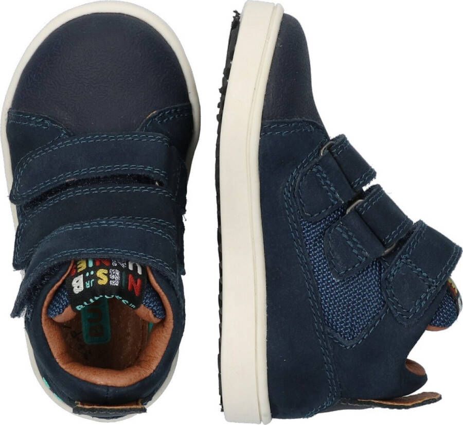 BunniesJR Patrick Pit Jongens Hoge Sneakers Blauw Leer Klittenband