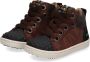 BunniesJR Bunnies JR Pol Pit Jongens Hoge Sneakers Bruin Leer Veters - Thumbnail 2