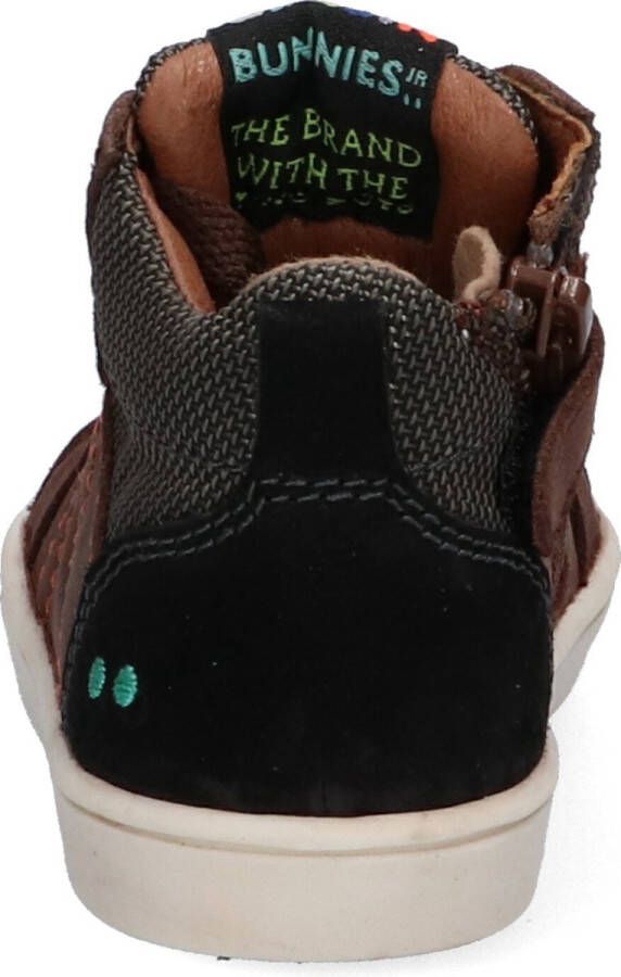 BunniesJR Bunnies JR Pol Pit Jongens Hoge Sneakers Bruin Leer Veters - Foto 5