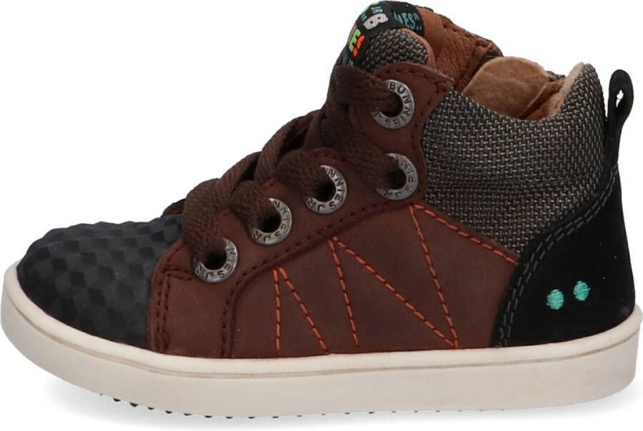 BunniesJR Bunnies JR Pol Pit Jongens Hoge Sneakers Bruin Leer Veters - Foto 6