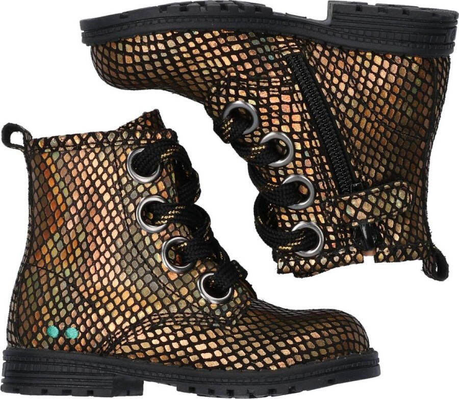 BunniesJR Tosca Trots Meisjes Combat Boots Goud Leer Veters
