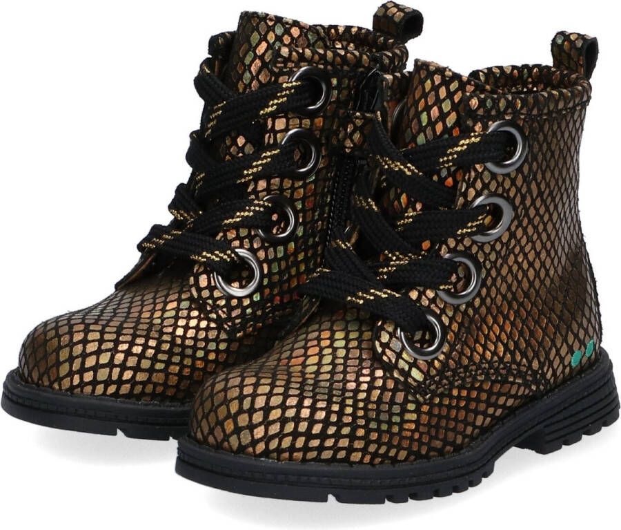 BunniesJR Tosca Trots Meisjes Combat Boots Goud Leer Veters